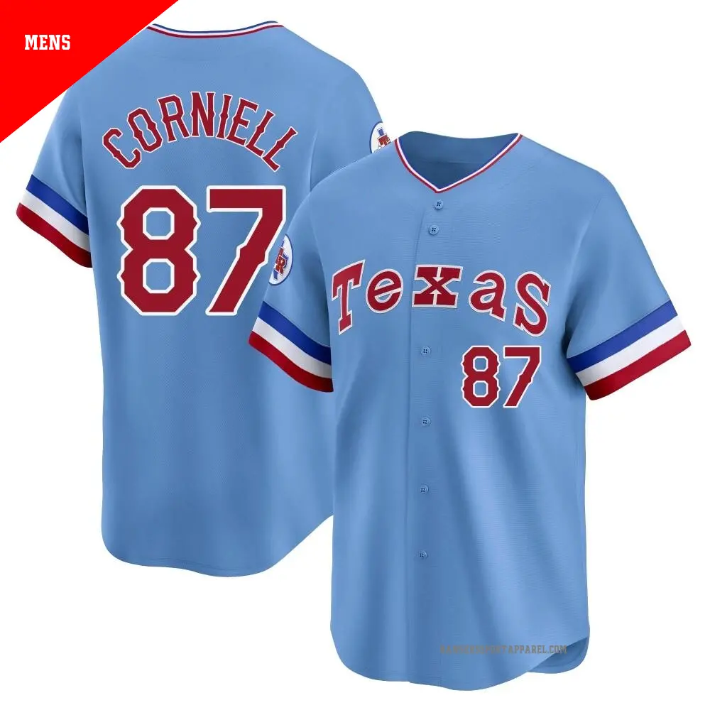 Men's #87 Jose Corniell Texas Rangers Gray Limited Away Jersey